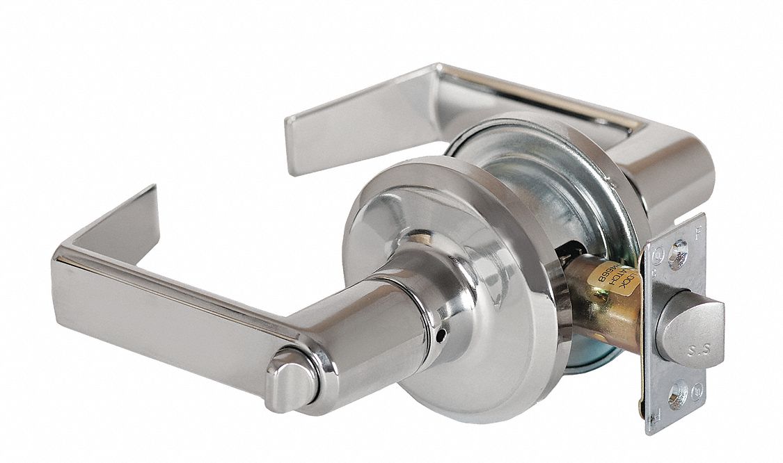 Door Lockset: Privacy Lever Locksets, Chrome, ADA Compliant, SFIC