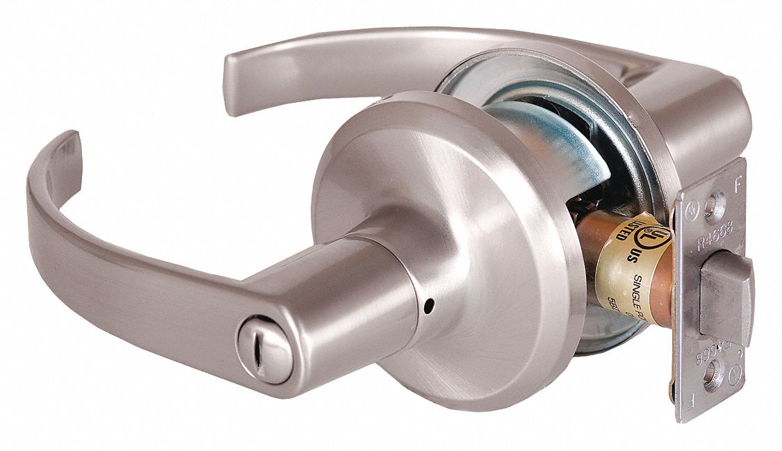Door Lockset: Privacy Lever Locksets, Nickel, ADA Compliant, SFIC