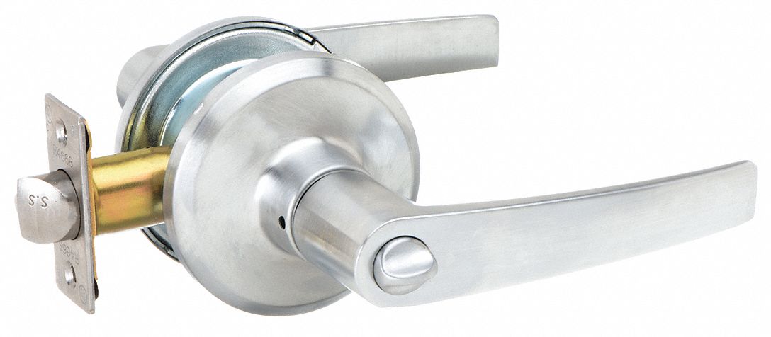 Door Lockset: Office Lever Locksets, Chrome, ADA Compliant, SFIC