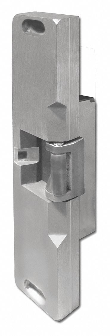 Electric Door Strike: 1 3/4 in Wd, 9 in Ht, Cylindrical/Mortise, Stainless Steel
