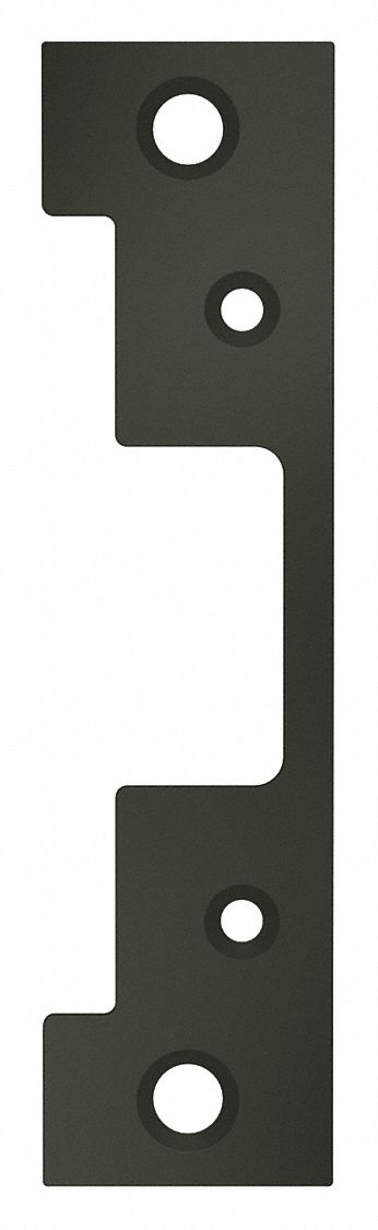 Electric Strike Faceplate: 1 1/4 in Wd, 4 7/8 in Ht, Bronze