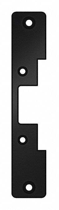 Electric Strike Faceplate: 1 1/4 in Wd, 6 7/8 in Ht, Black
