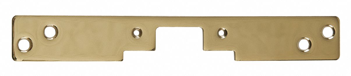 Electric Strike Faceplate: 1 3/8 in Wd, 10 in Ht, Brass