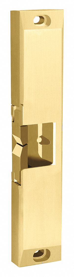 Electric Door Strike: 1 3/4 in Wd, 9 in Ht, Rim, Stainless Steel