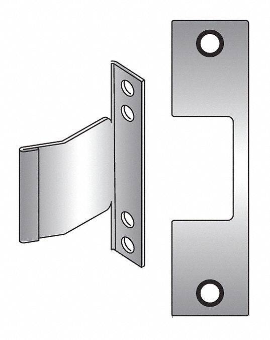 Electric Strike Faceplate: 1 1/4 in Wd, 4 7/8 in Ht