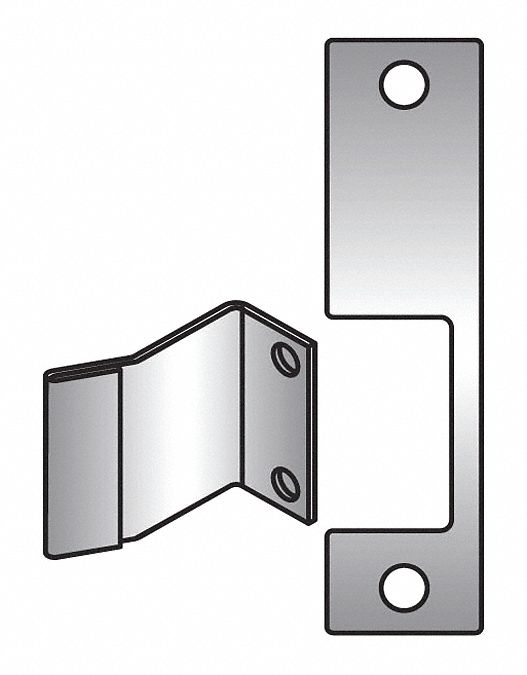 Electric Strike Faceplate: 1 1/4 in Wd, 4 7/8 in Ht