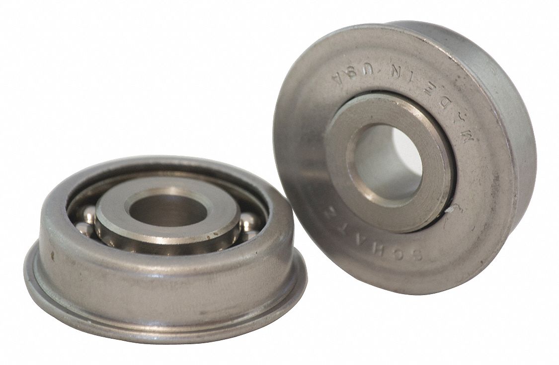 Unground Flanged Radial Ball Bearing: AF3248, 1/2 in Bore, 1.609 in Flange Dia, Open