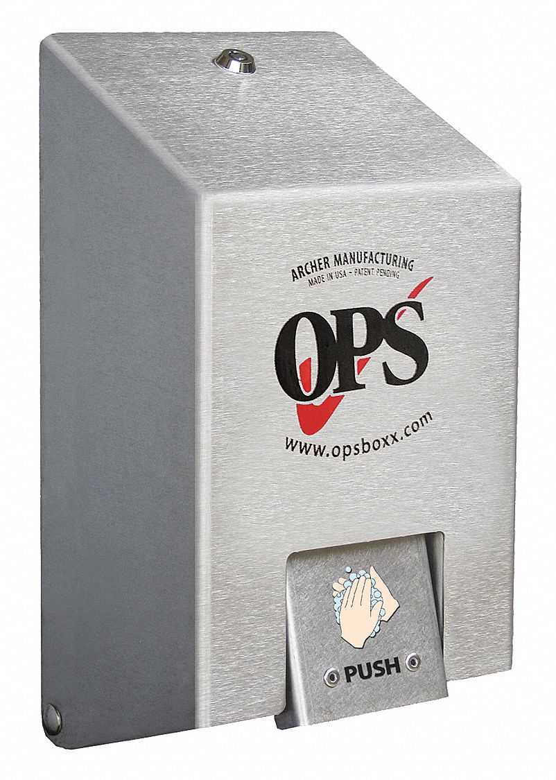 Soap Dispenser: Manual, 1,000 mL Refill Size, Foam, Silver, Matte, OPS Vandal Proof