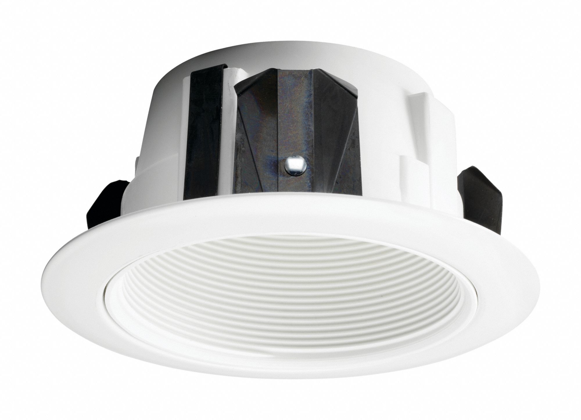 RECESSED DOWN LIGHT TRIM, 4 IN, FLAT CEILING, WHITE BAFFLE TRIM