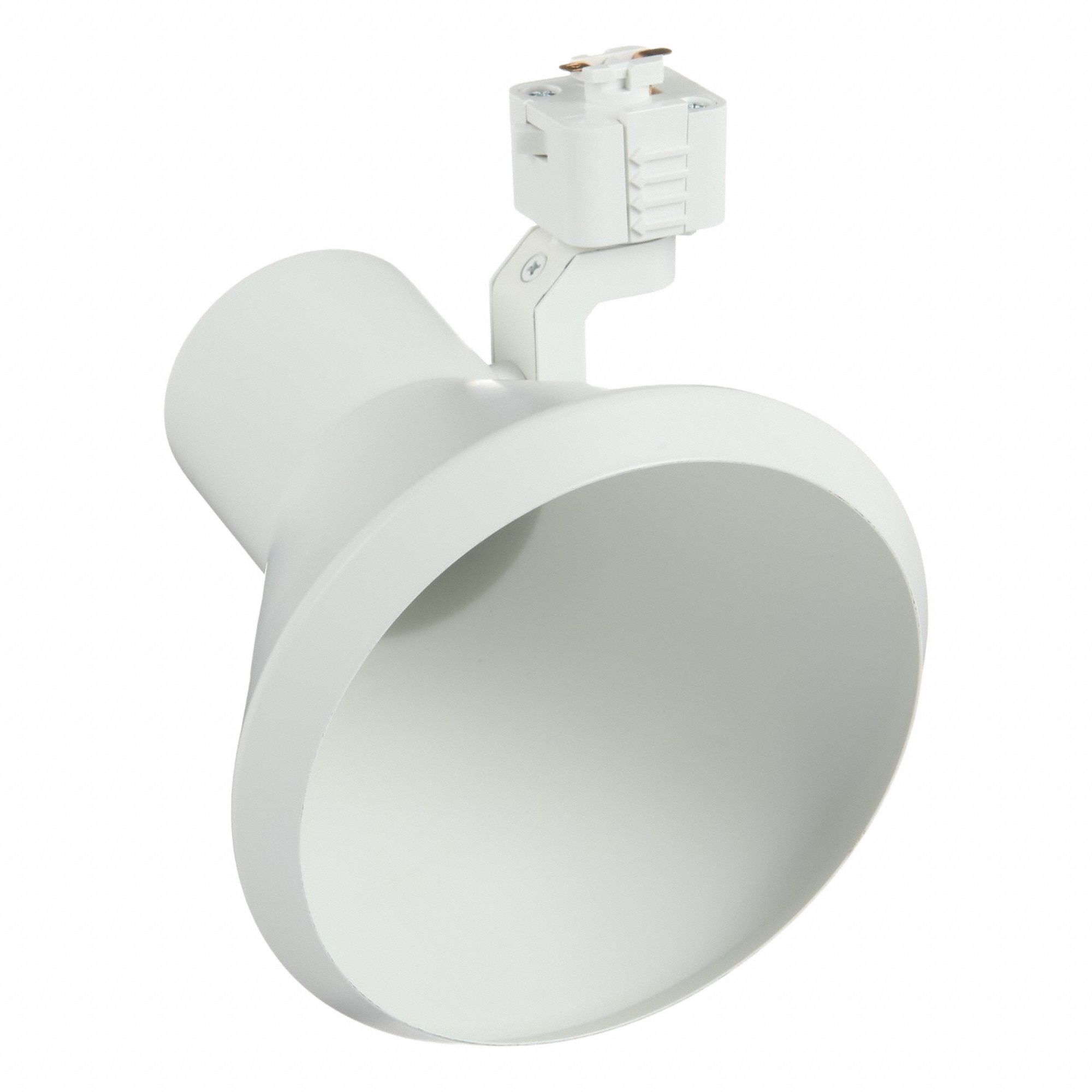 Track Lighting Head: Incandescent, Flared Shape, 120 W, 6 in Dia, 5 7/8 in Lg, White