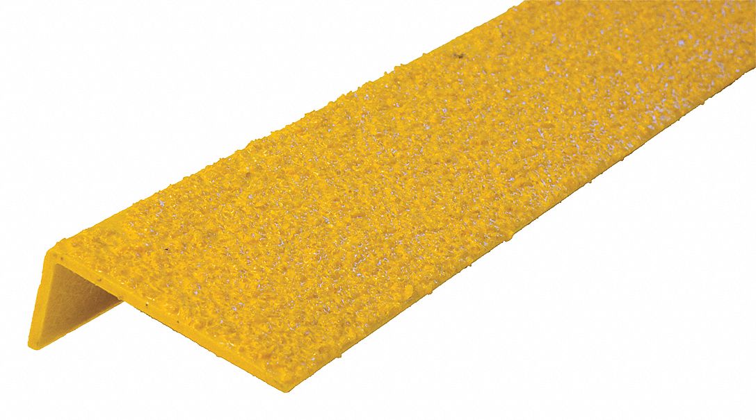 Anti-Slip Stair Nosing: Full Coverage Grit, Fiberglass Reinforced Plastic, 48 in Wd, 2 3/4 in Dp