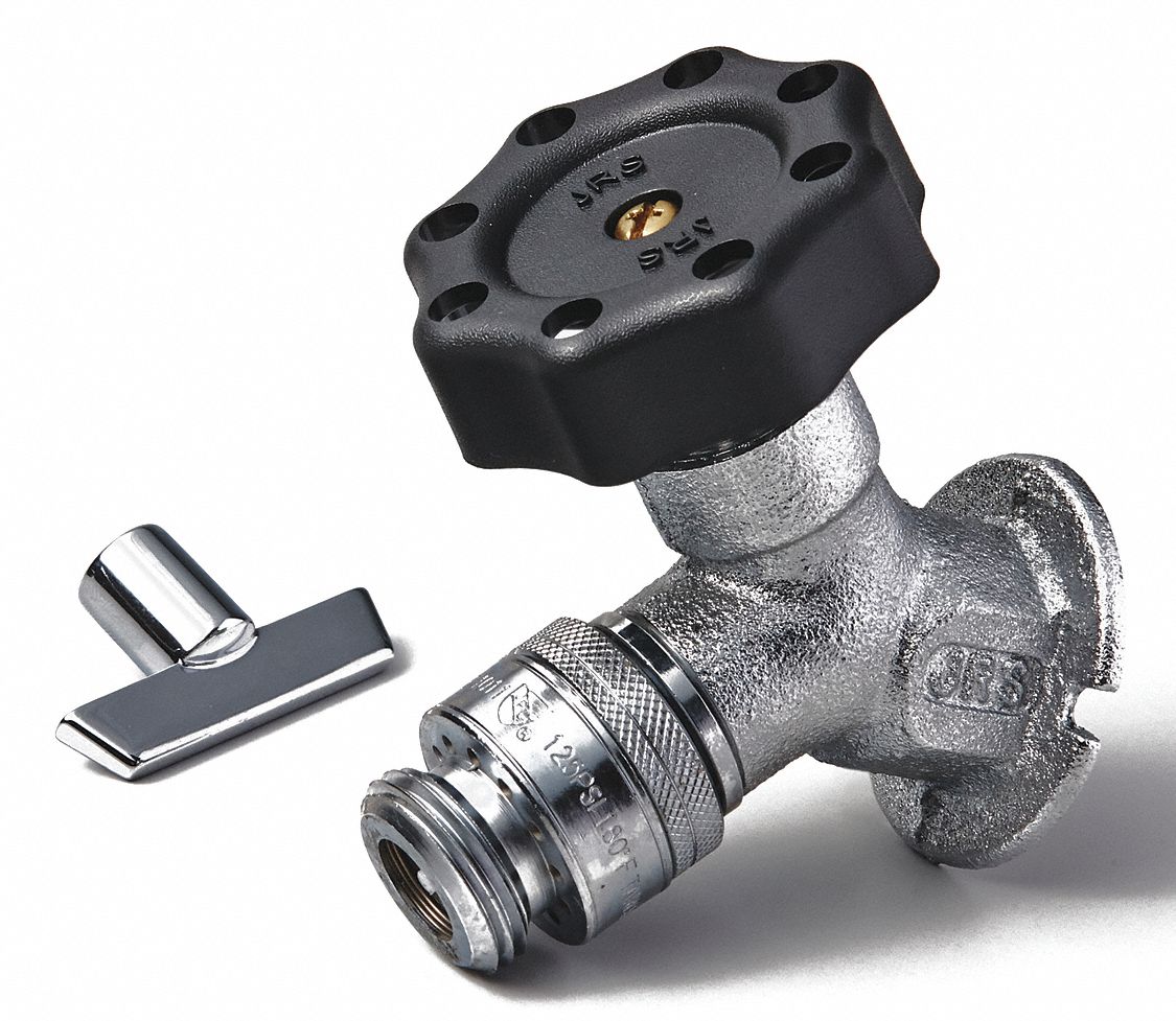 Sillcock: Handwheel, Brass, Rough Chrome, Plastic, NPT, 4 in Overall Ht