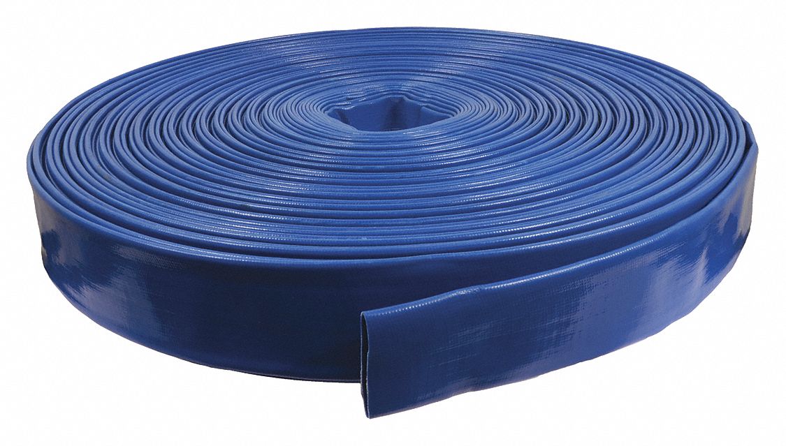 WATER DISCHARGE HOSE, 3 IN INSIDE DIAMETER, 300 FT HOSE LENGTH, 70 PSI, BLUE, PVC