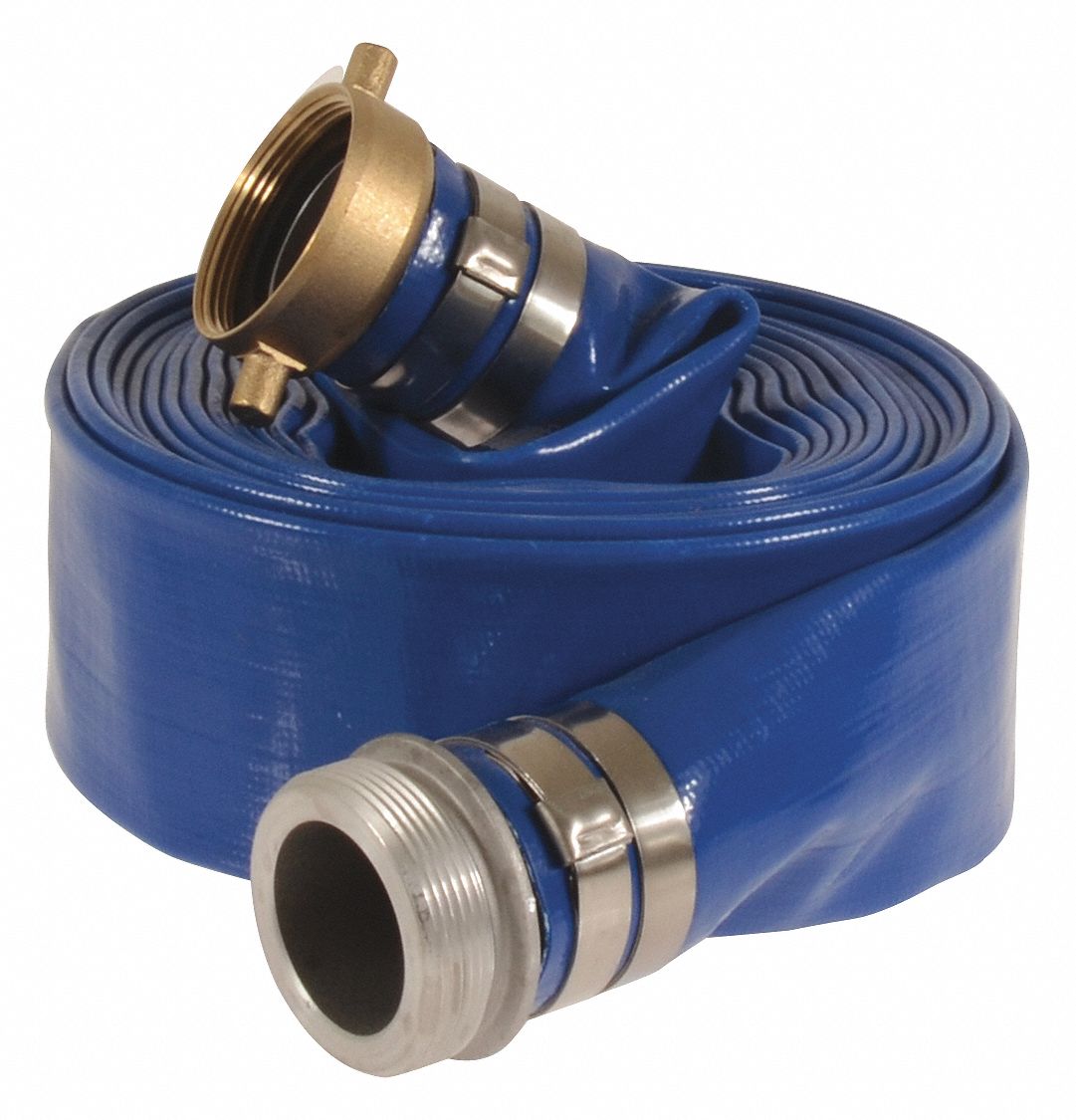 Water Discharge Hose: 2 in Hose Inside Dia., 300 ft Hose Lg, 80 psi, Blue