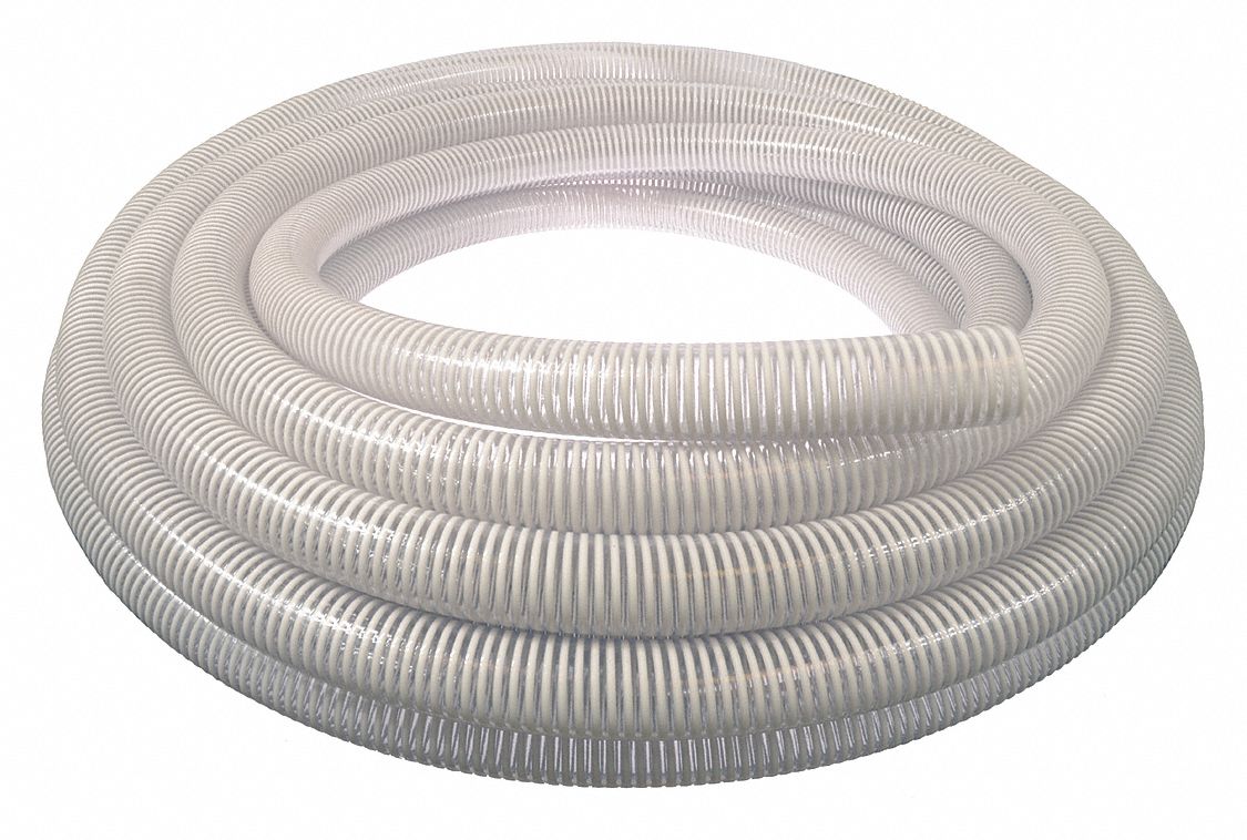  APPROVED 100 ft. Clear and White Water Suction Hose, 50 psi   Water Suction and Discharge Hoses   45DU62|45DU62