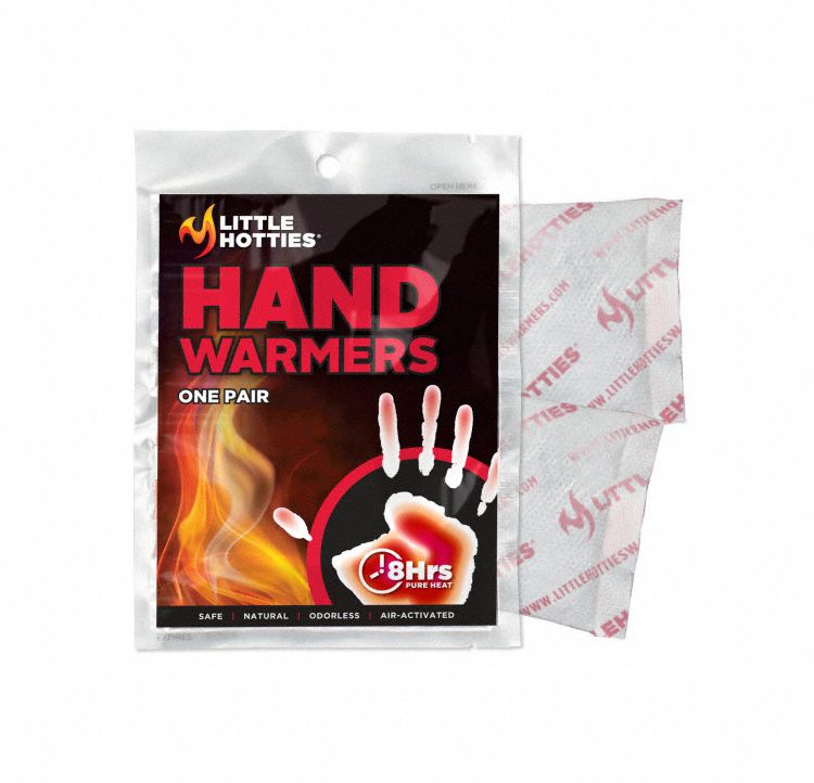 Hand Warmer: Hand Warmer, Air-Activated, Up to 8 hr, 135°F Avg Temp, 2 in Wd, 40 PK