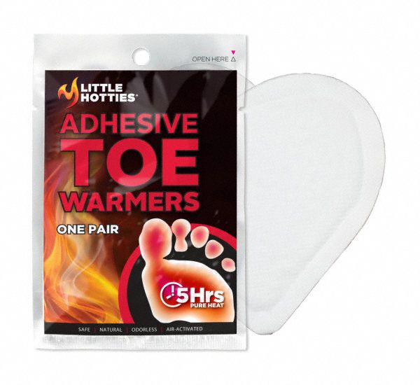 Toe Warmer: Toe Warmer, Air-Activated, Up to 5 hr, 105°F Avg Temp, 3 in Lg, 40 PK