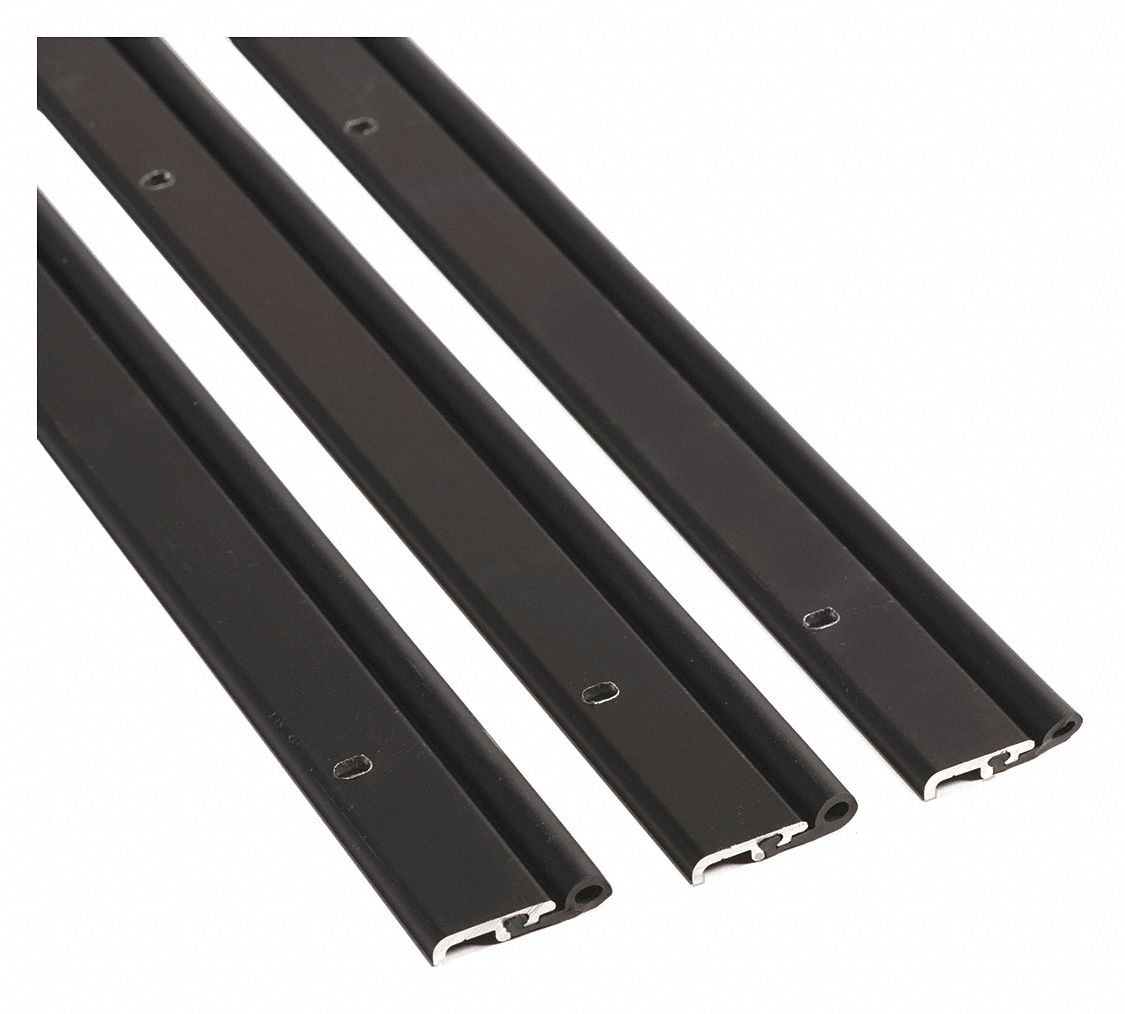 Door Weatherstripping: Bulb, Screw-In Mounting, EPDM, 3 ft Overall Lg, Black