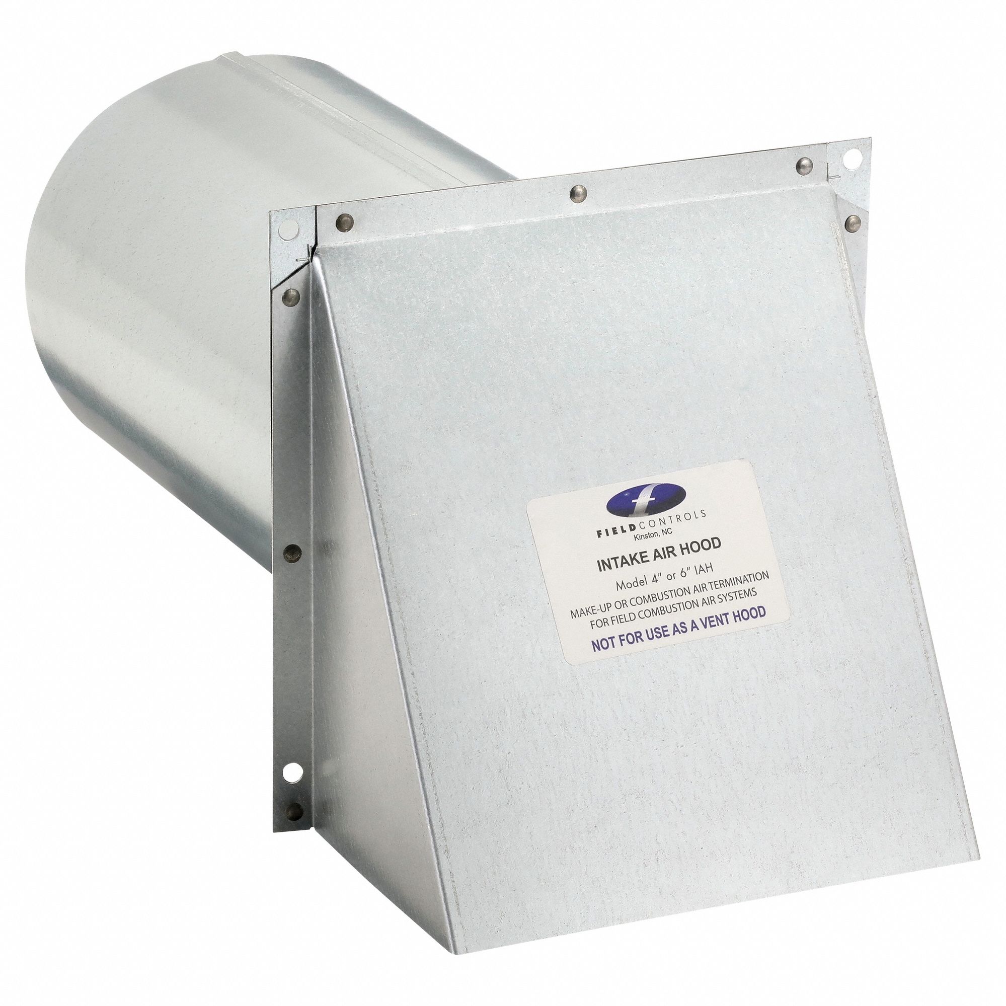 INTAKE VENT CAP, SMOOTH RAIN CAP, ROUND, 6 IN DUCT, ALUMINUM/STEEL, SILVER FINISH, PRESS FIT, 24 GA