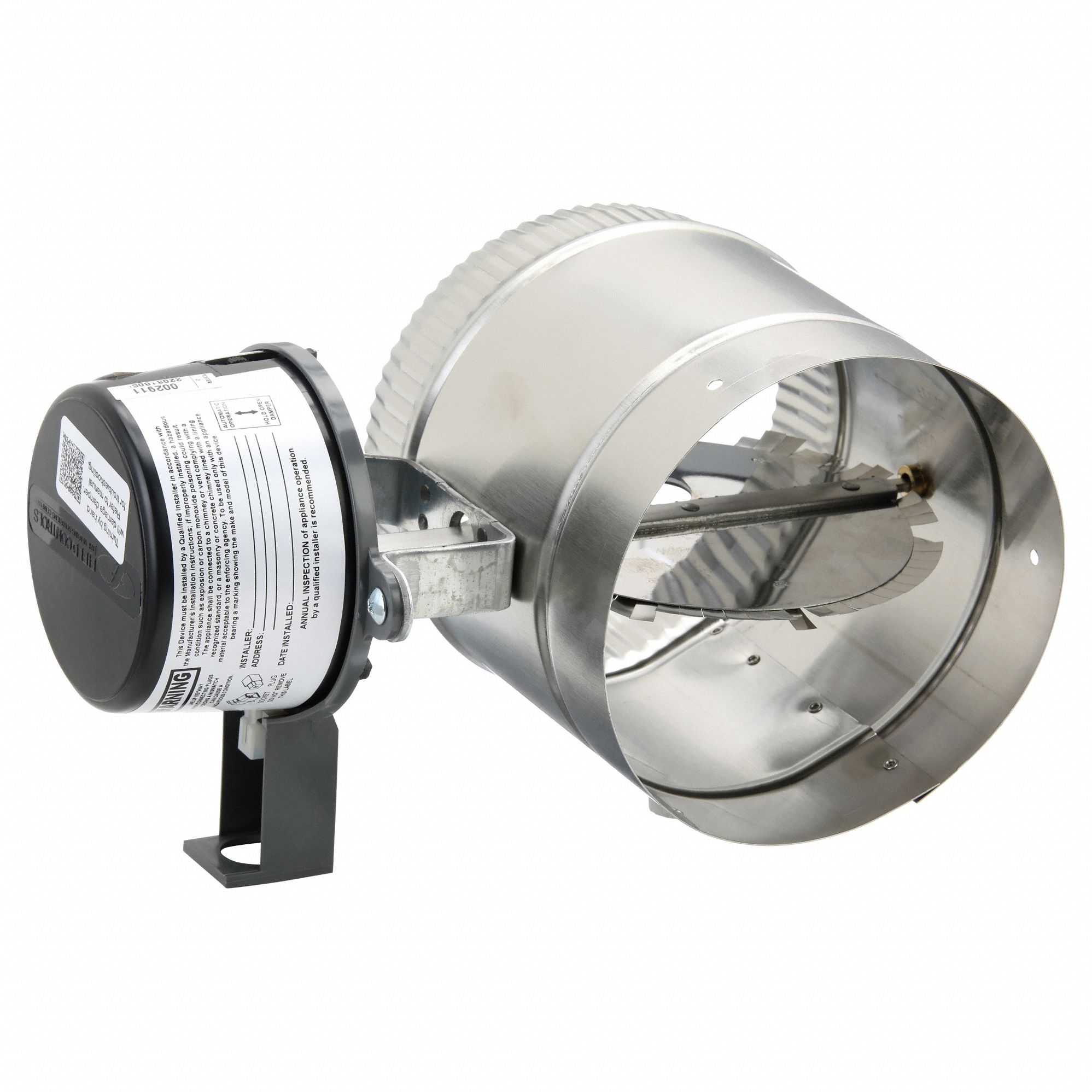 SS MOTORIZED VENT DAMPER,6½X10.9X6½ IN, FOR 6 IN DIA, 6½ IN L, 10⅞ IN H, 6½ IN W, 24 V AC