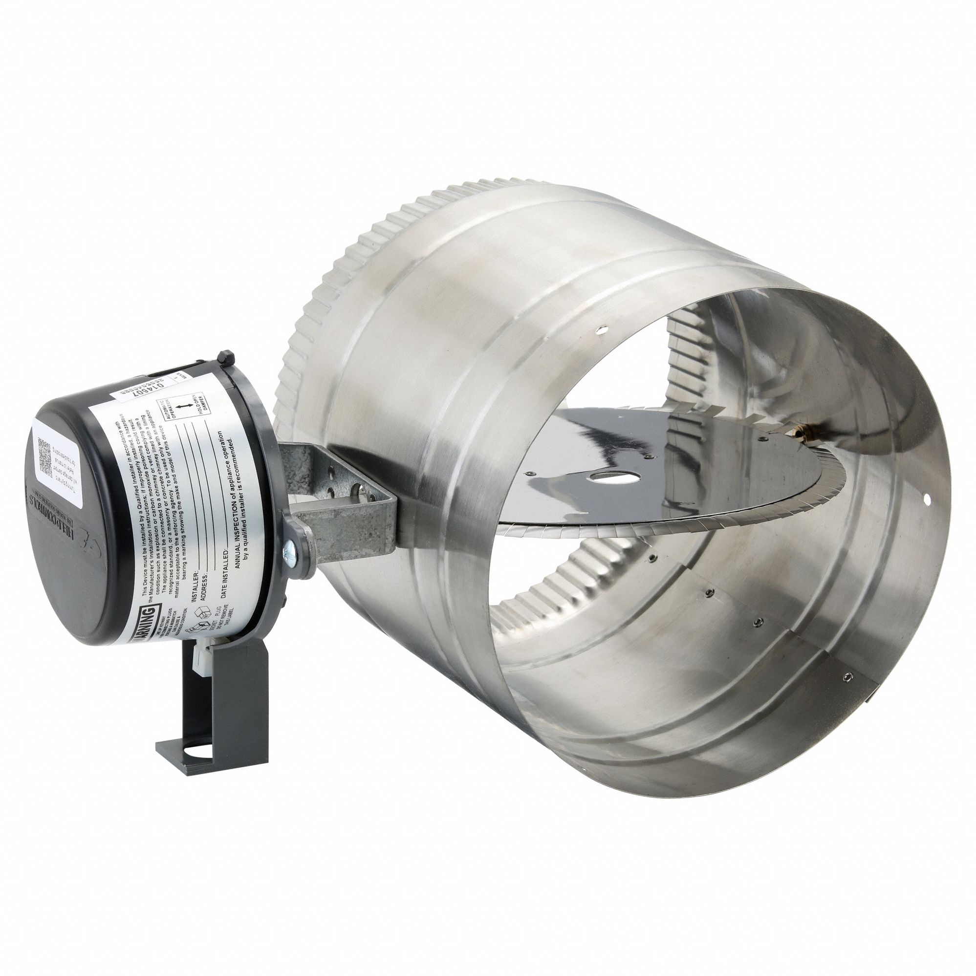 SS MOTORIZED VENT DAMPER,8.1X12.9X8.1 IN, FOR 8 IN DIA, 8⅛ IN L, 12⅞ IN H, 8⅛ IN W, 24 V AC