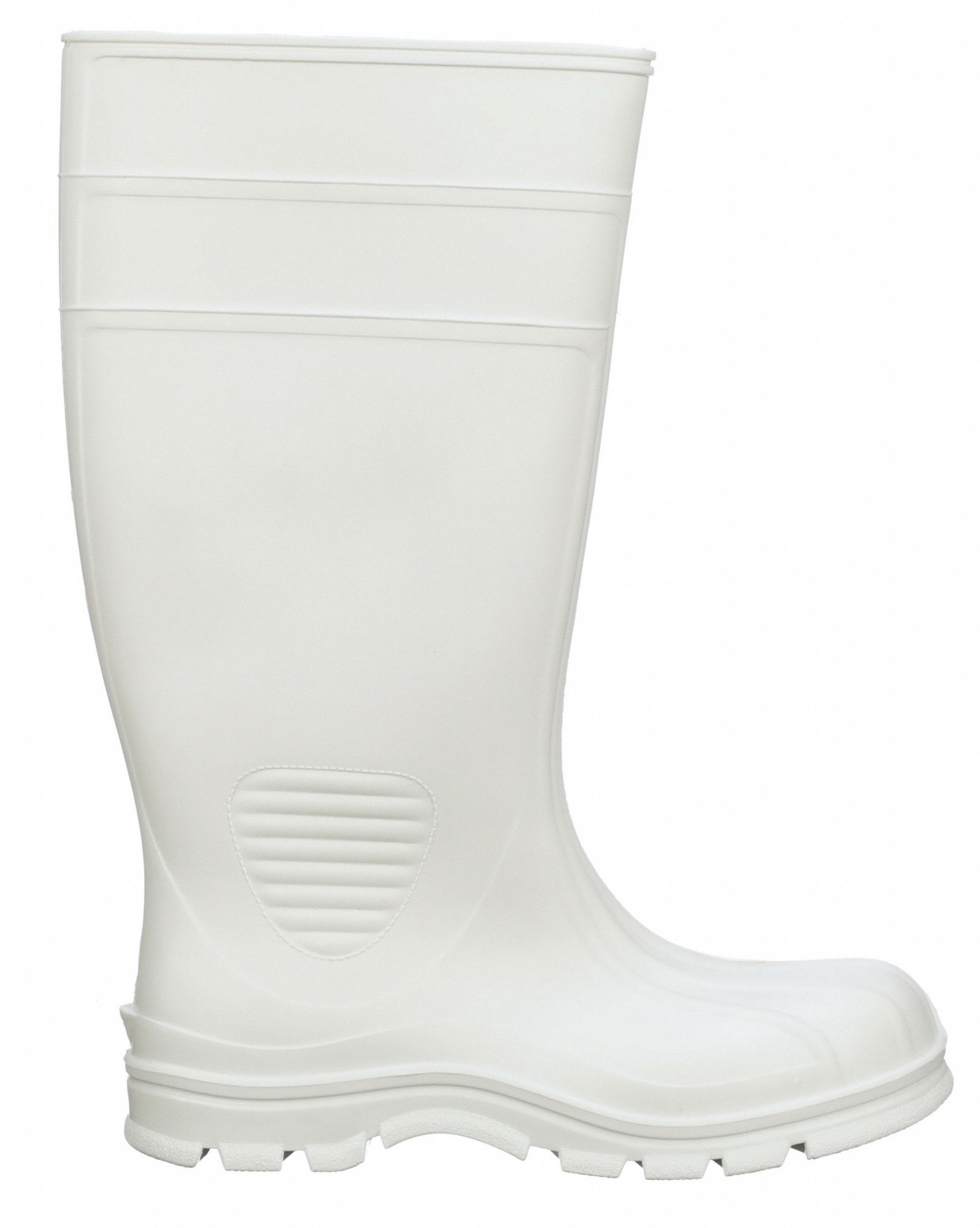 TALON TRAX Rubber Boot, Men's, 7, Knee, Steel Toe Type, PVC, White, 1