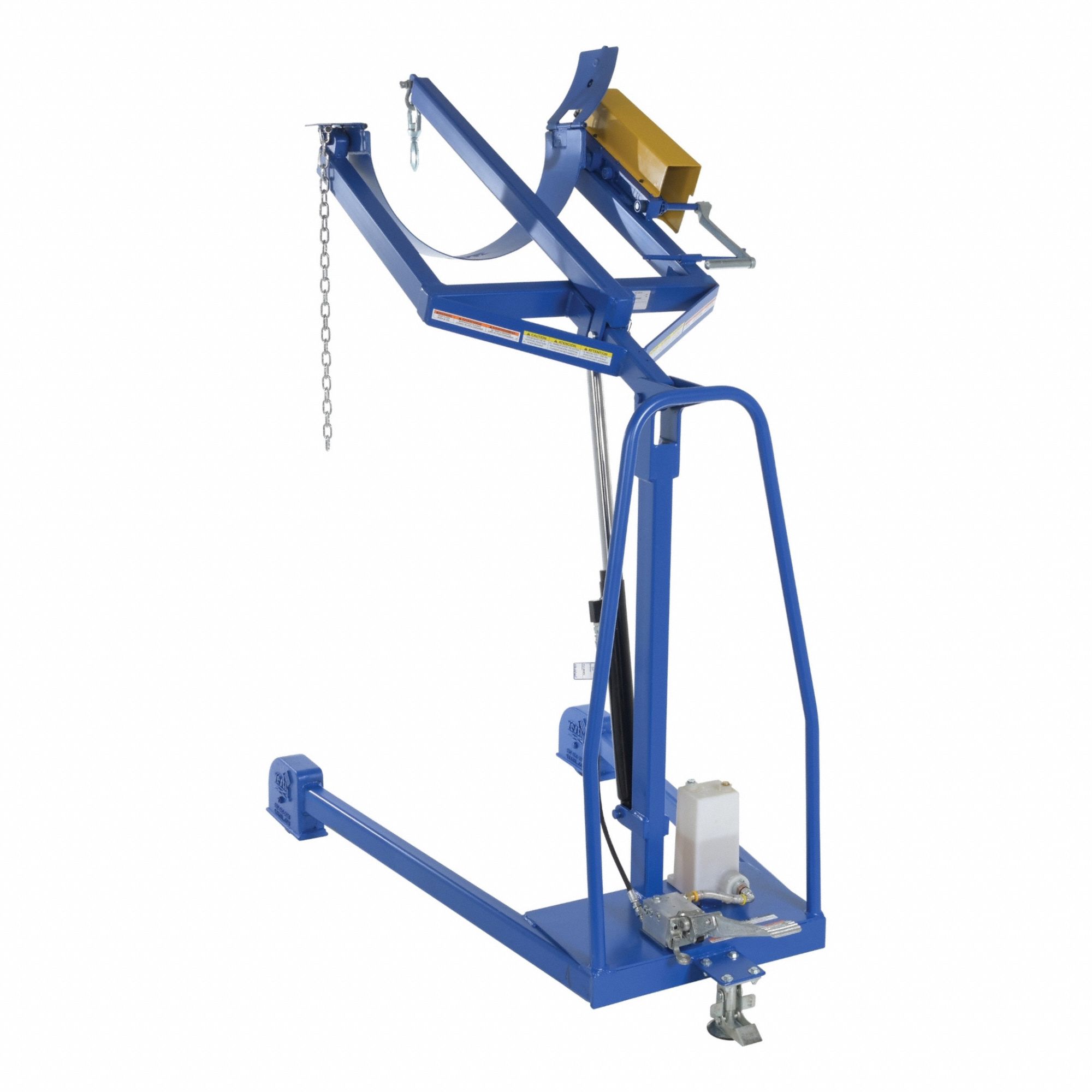 Drum Carrier: Casters, 800 lb Wt Capacity, Metal, 59.69 in Vertical Lift, Hydraulic, Vertical