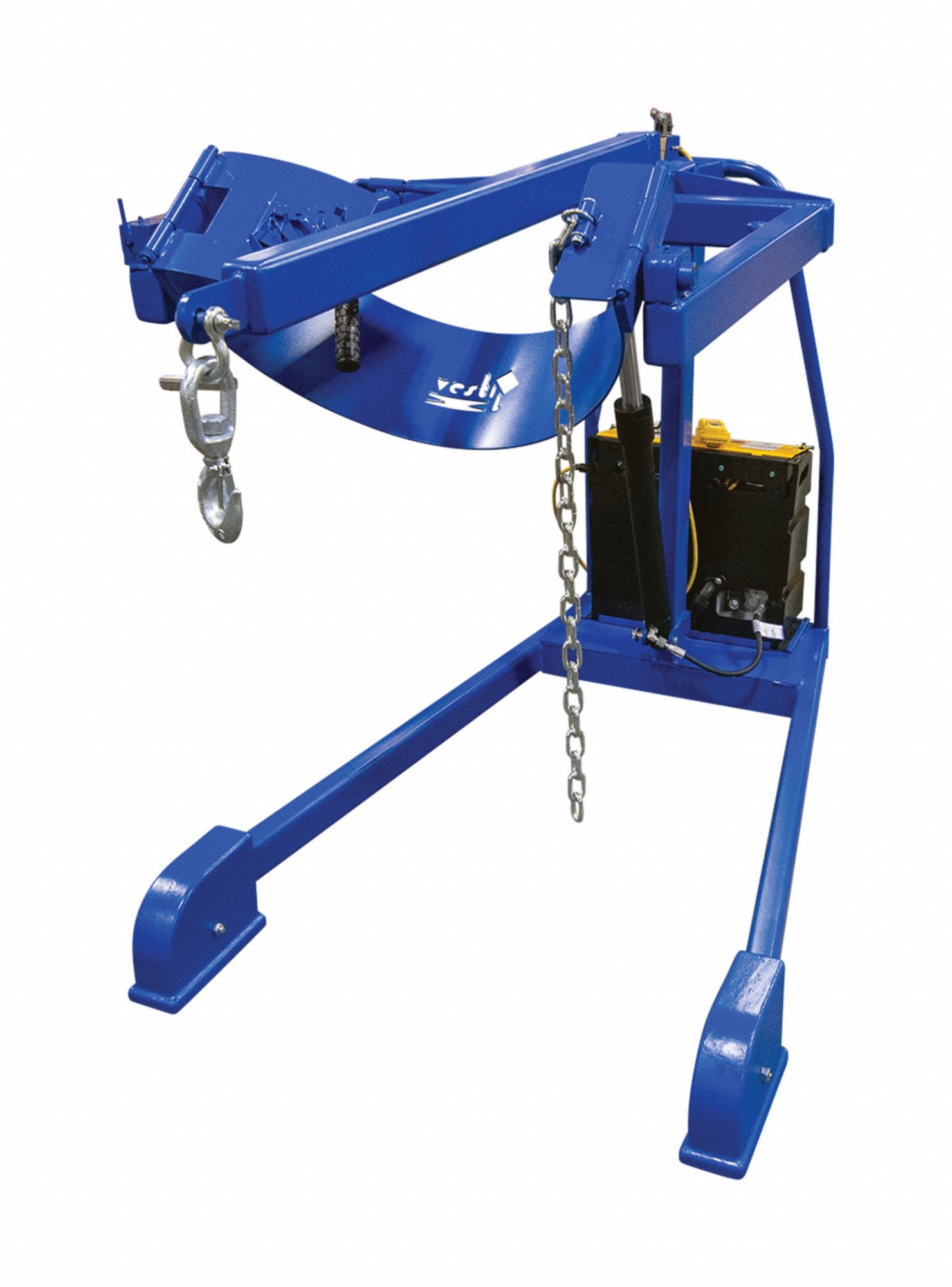 VESTIL Drum Carrier: Casters, 800 lb Wt Capacity, Metal, 59.69 in Vertical Lift, Hydraulic, Vertical (MPN HDC-305-60-DC). Key specifications — For Drum Capacity: 55 gal; Drum Orientation: Vertical; Brand: VESTIL; Portability: Casters; Housing Material: Steel; For Drum Material: Metal; Operating Voltage @ Current: 12V DC; Electrical Connection: Power Cord.