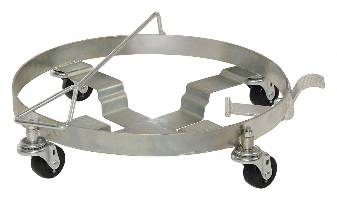 DRUM DOLLY,SILVER,STEEL,1000 LBS.