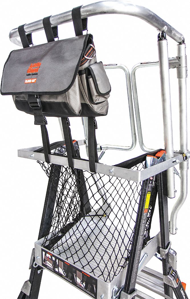 Ladder Cage Bag: For Platform Stepladders, Canvas, 17 in Overall Lg