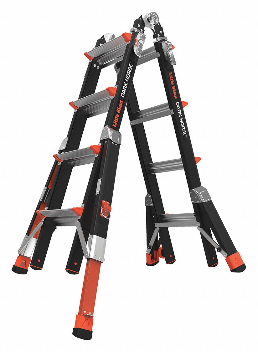 LITTLE GIANT, 15 ft Extended Ladder Ht, 4 to 7 ft, Multipurpose Ladder