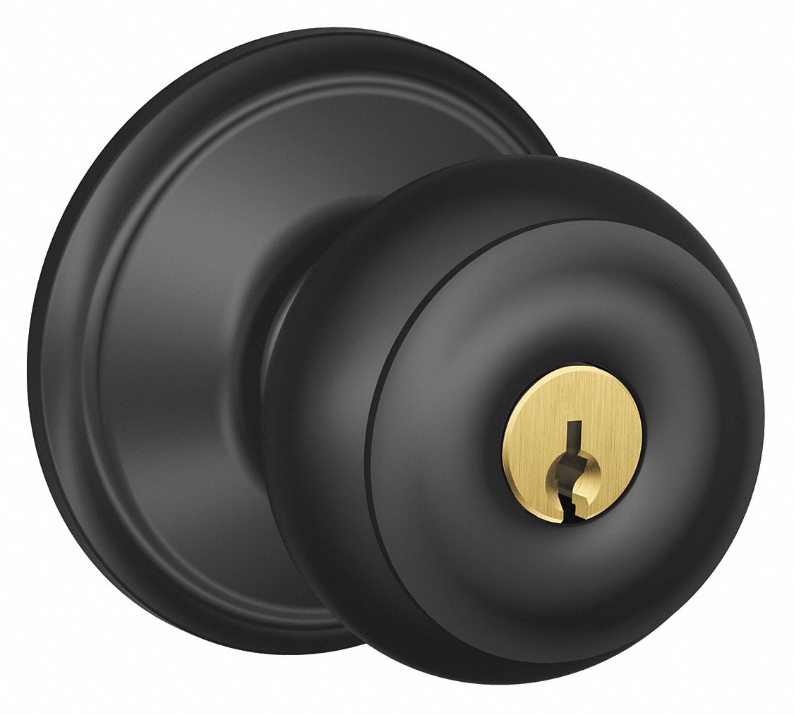 SCHLAGE, Office Knob Locksets, Black, Door Lockset 45EH16F51A GEO