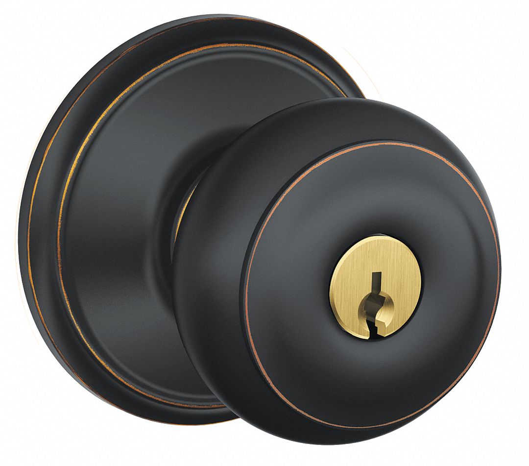 SCHLAGE, Office Knob Locksets, Bronze, Door Lockset 45EH17F51A GEO