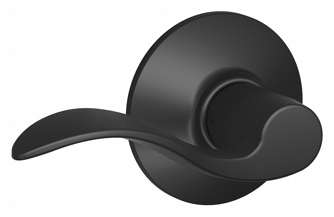 Door Lockset: Passage Lever Locksets, Black, ADA Compliant