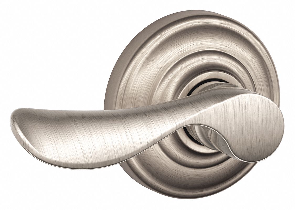 Door Lockset: Passage Lever Locksets, Nickel, ADA Compliant