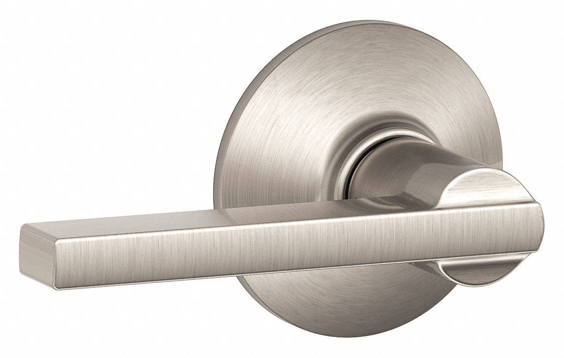 Door Lockset: Passage Lever Locksets, Nickel, ADA Compliant