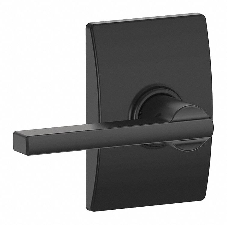 Door Lockset: Passage Lever Locksets, Black, ADA Compliant