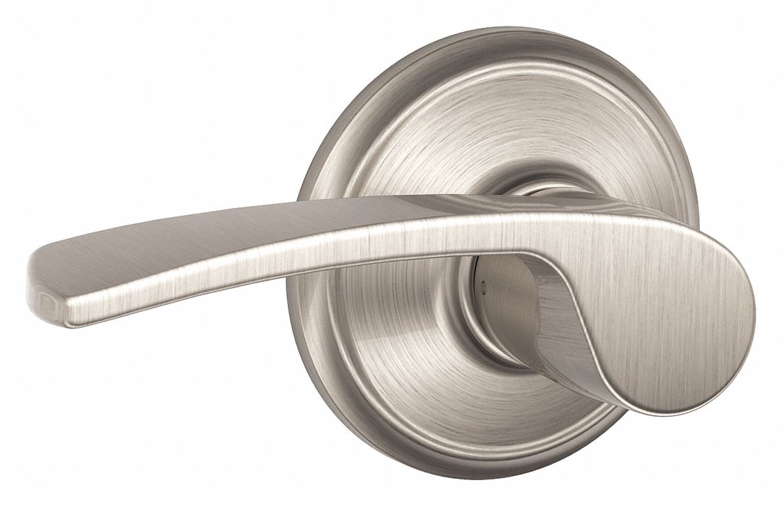 Door Lockset: Passage Lever Locksets, Nickel, ADA Compliant