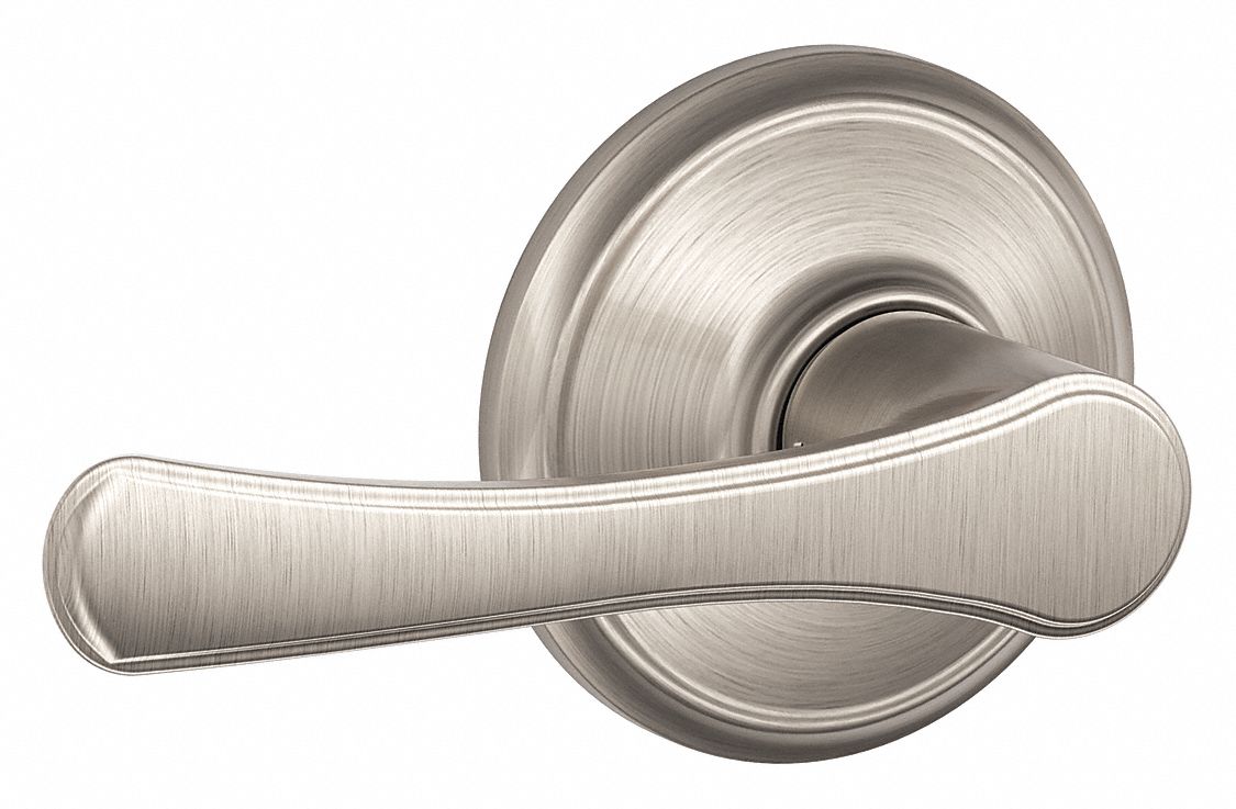 Door Lockset: Passage Lever Locksets, Nickel, ADA Compliant
