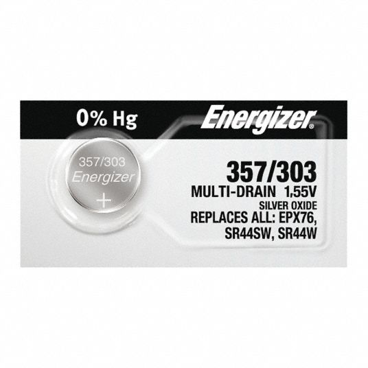 Energizer 303 357 Button Cell Battery Ansi Silver Oxide 1 5v Dc Diameter 0 45 In Depth 0 5 In 45ej86 357 303tz Grainger