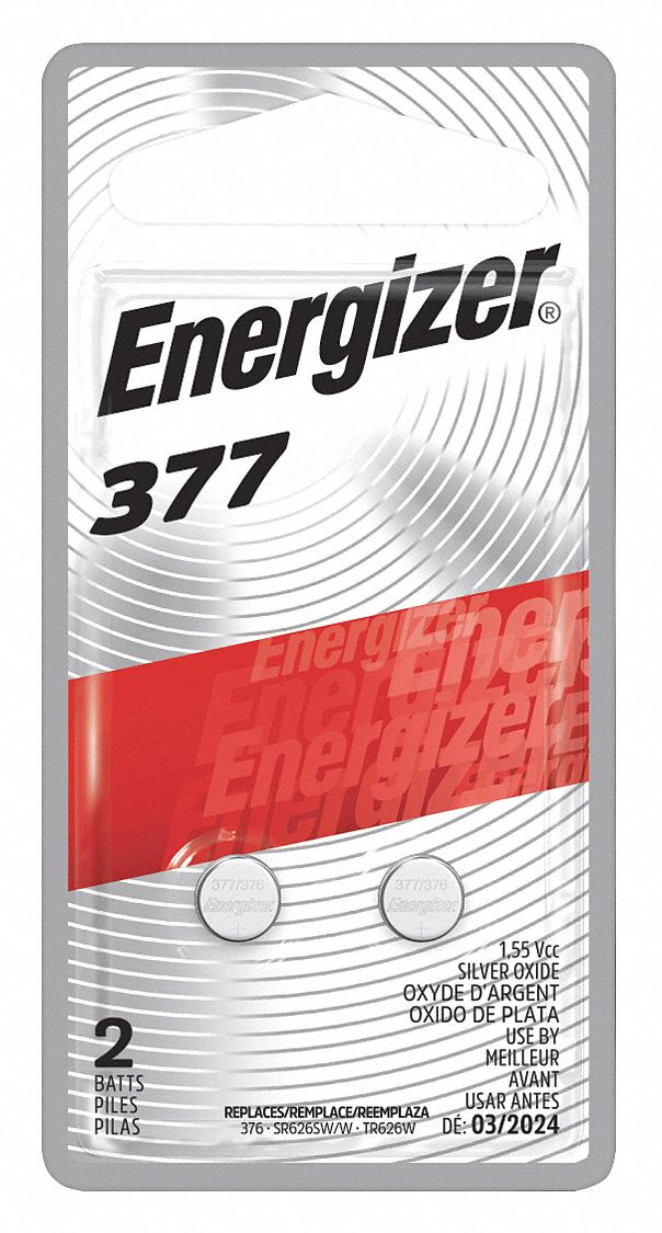 ENERGIZER, 377 Battery Size, Silver Oxide, Button Cell Battery - 45EJ92 ...