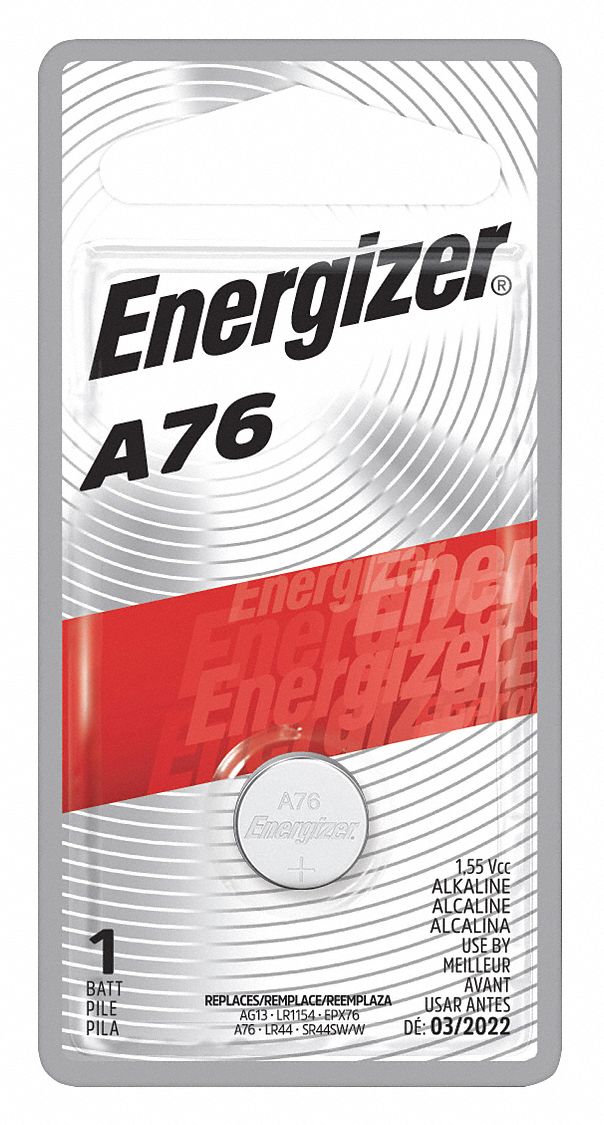 ENERGIZER, A76 Battery Size, Alkaline, Button Cell Battery - 45EK06