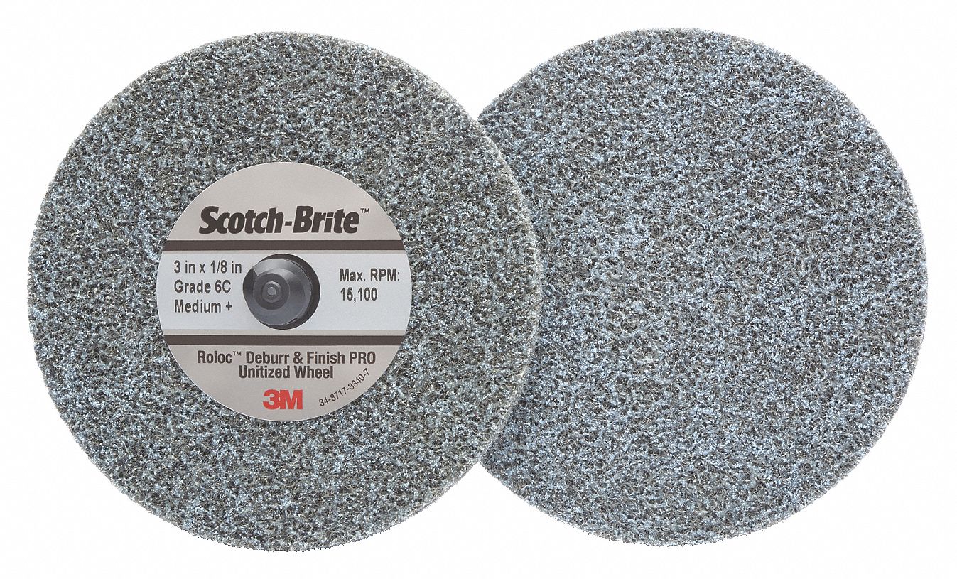 3M 3 in Unitized Abrasive Wheel, 1/4 in W, TR Mounting Size, Medium