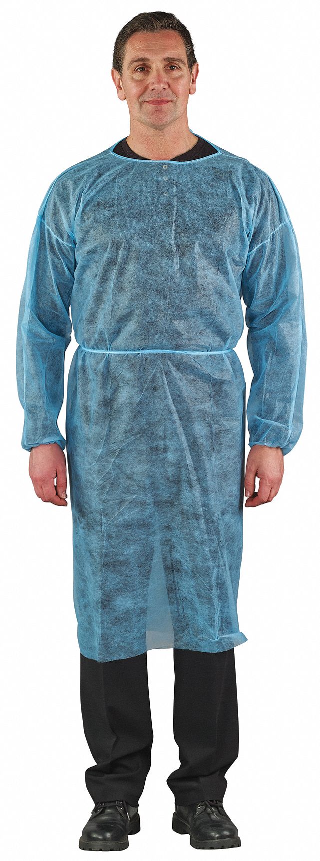 Isolation Gowns: Elastic, Open-Back Back, Spunbond Polypropylene, Blue, XL, 50 PK