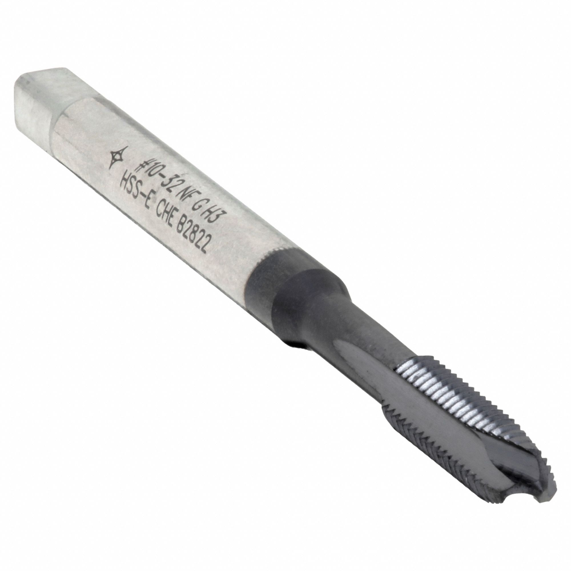 Spiral Point Tap: #10-32 Thread Size, 1 in Thread Lg, 2 3/4 in Overall Lg, Plug, 3 Flutes