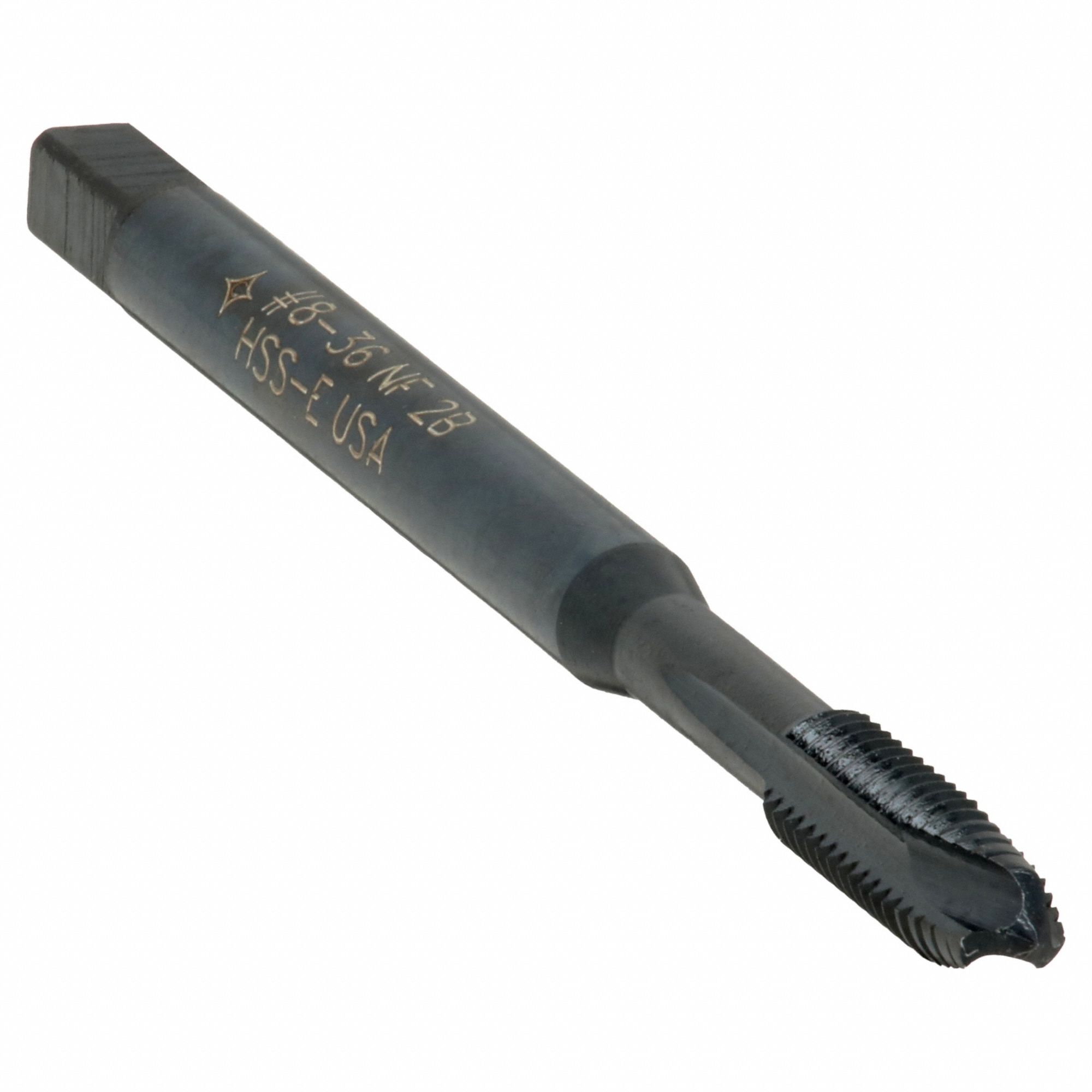 Spiral Point Tap: #8-36 Thread Size, 13/16 in Thread Lg, 2 15/32 in Overall Lg, Plug, 2B