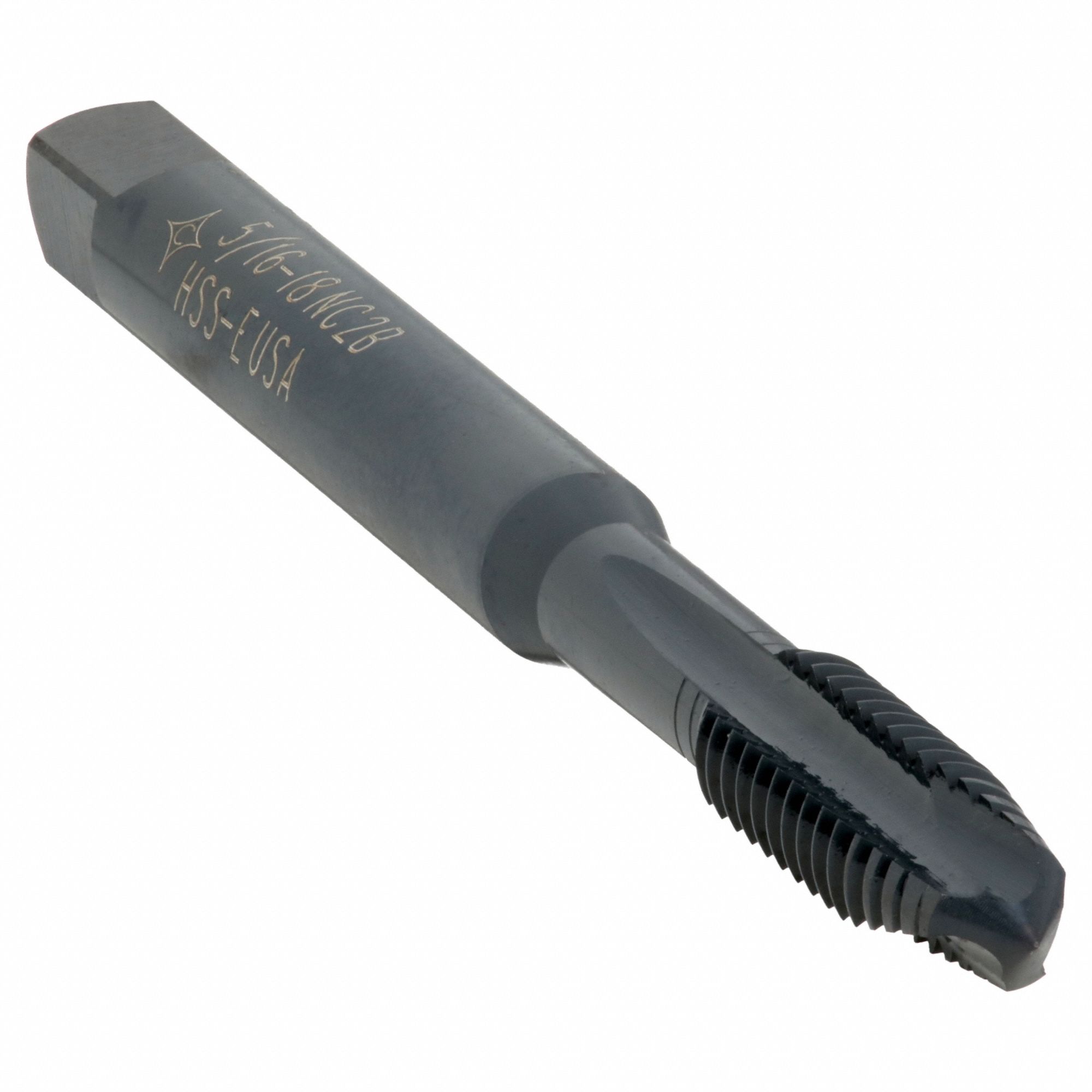 Spiral Point Tap: 5/16"-18 Thread Size, 1 3/8 in Thread Lg, 3 17/32 in Overall Lg, Plug