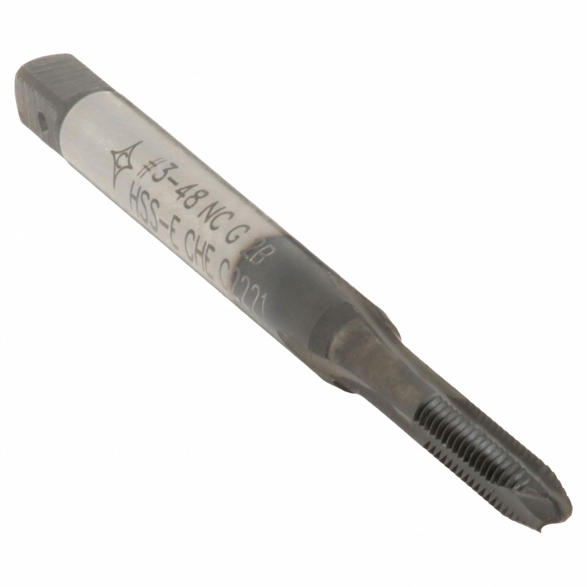 Spiral Point Tap: #3-48 Thread Size, 9/16 in Thread Lg, 1 15/16 in Overall Lg, Plug, 2B