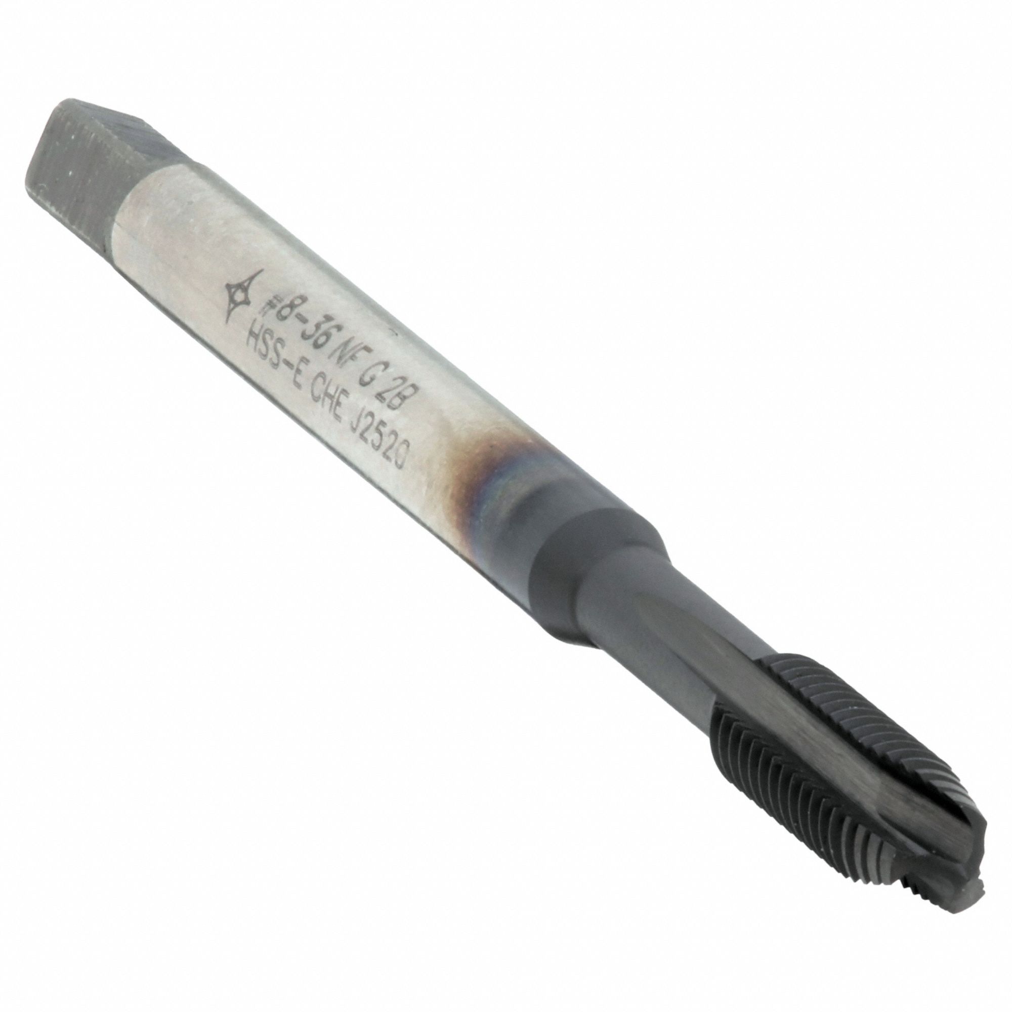 Spiral Point Tap: #8-36 Thread Size, 13/16 in Thread Lg, 2 15/32 in Overall Lg, Plug, 2B