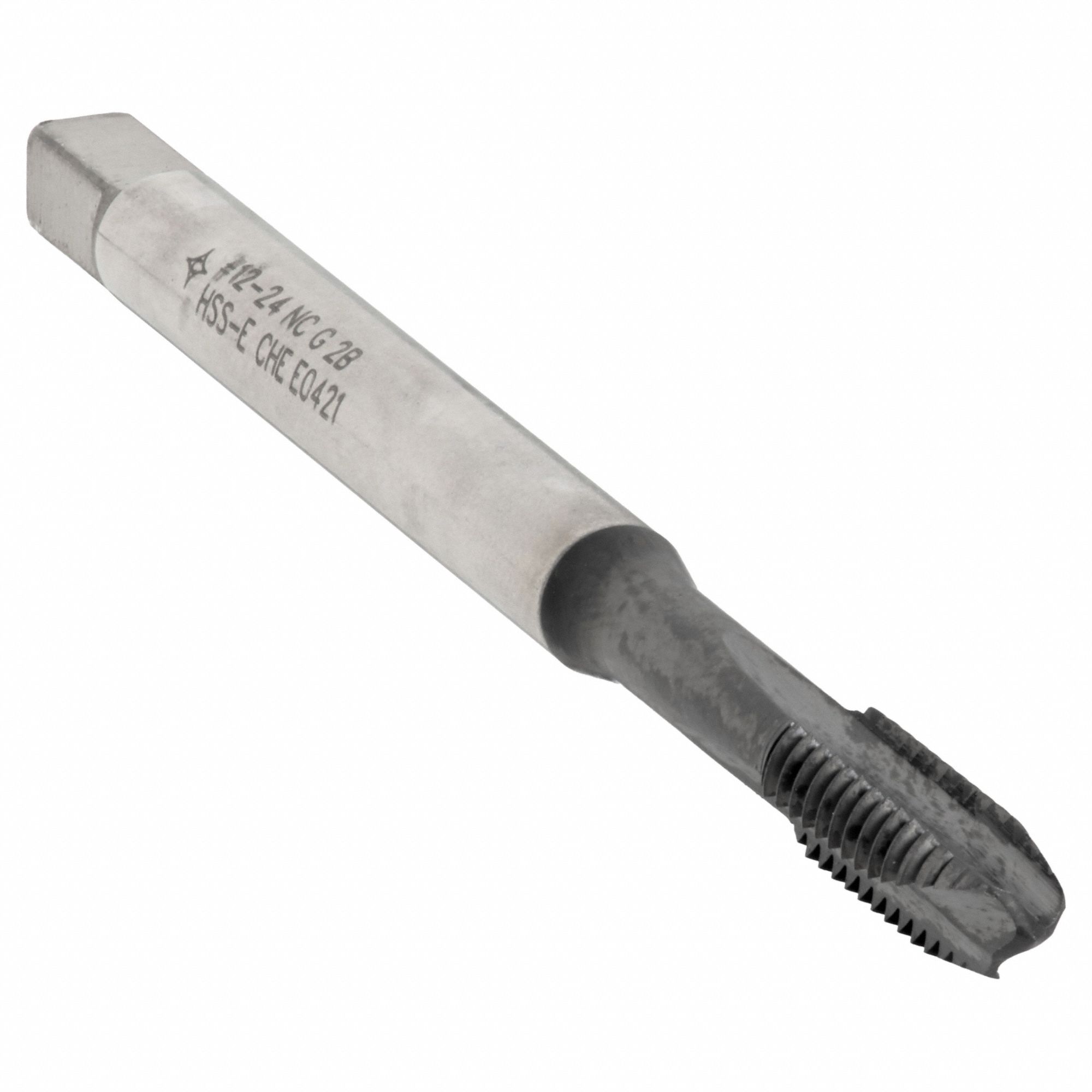 Spiral Point Tap: #12-24 Thread Size, 1 1/16 in Thread Lg, 3 1/8 in Overall Lg, Plug, 2B